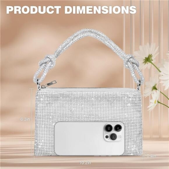 Clutch Purse for Women,Sparkly Rhinestone Evening Bag Wedding & Party - Picture 3 of 8